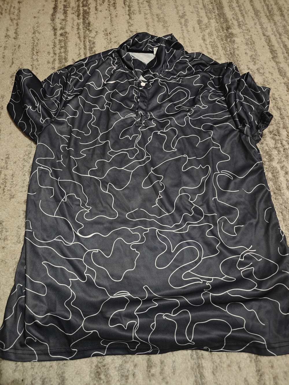 Mens topographic camouflage Polo 2xl Runs Like Xl